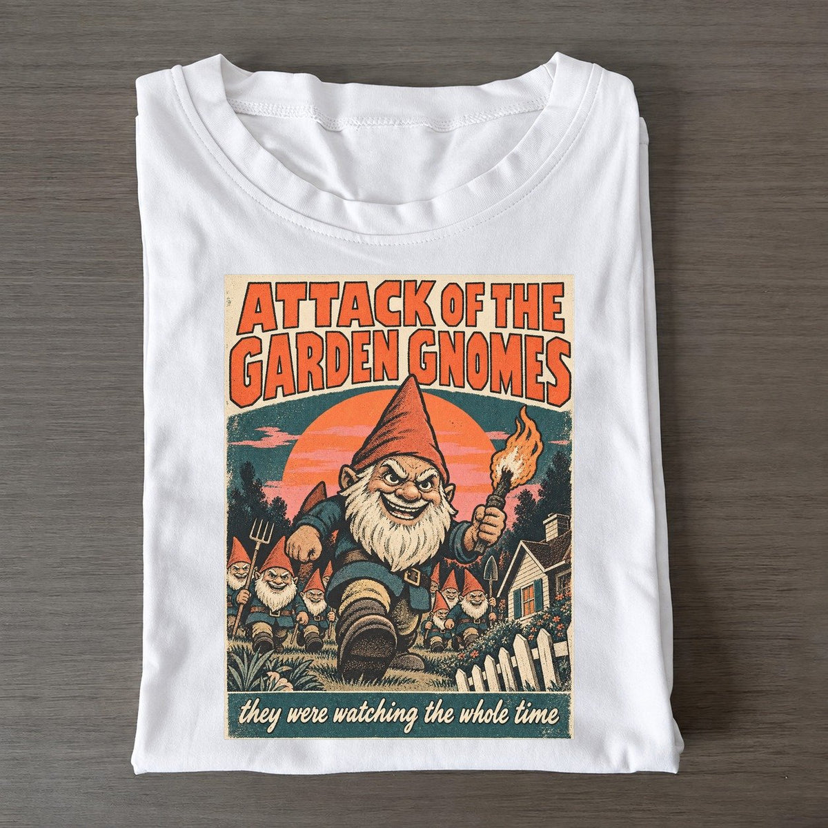 Attack Of The Garden Gnomes Drive In Monsters Classic T-shirt – White