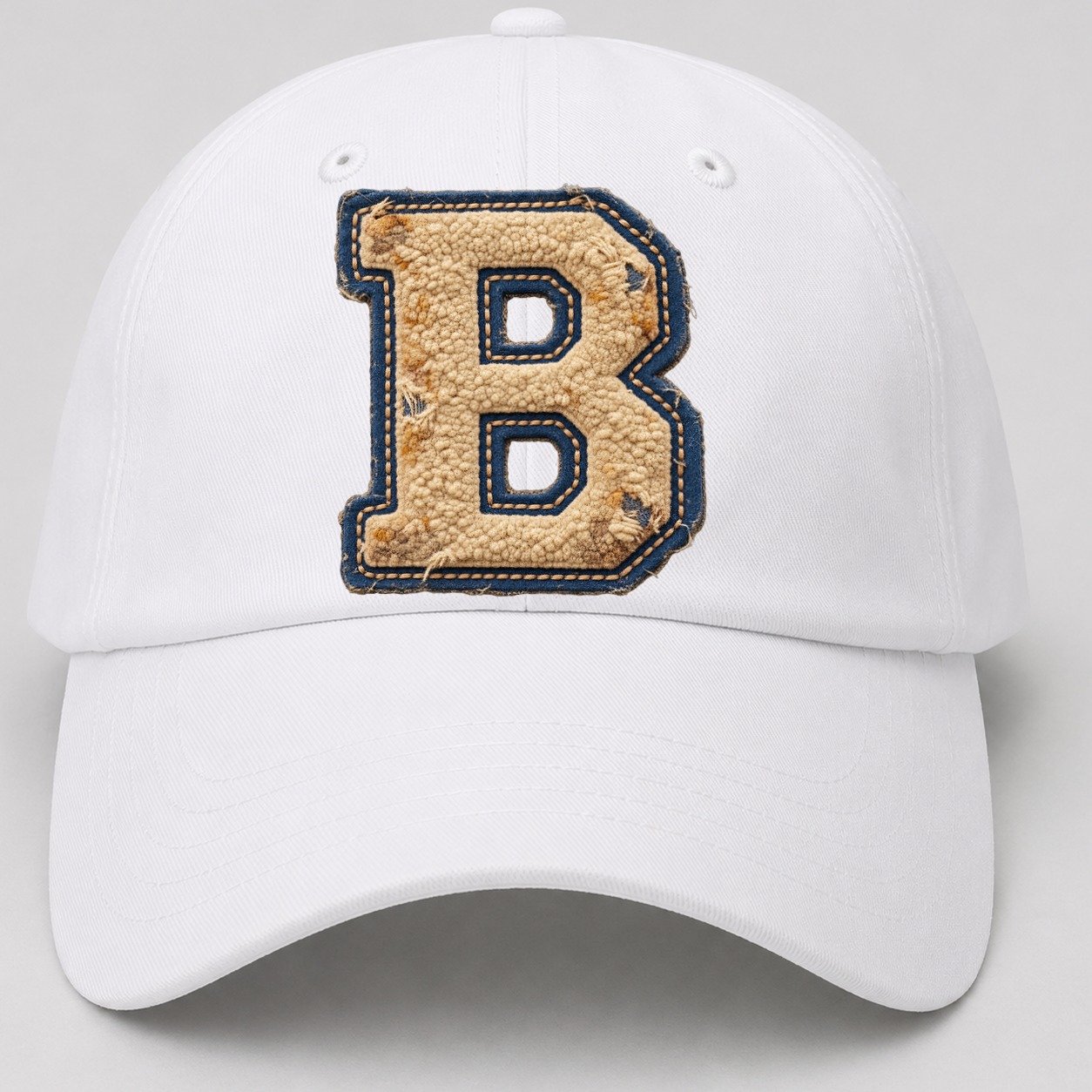 Varsity Chenille B Monogram Baseball Cap – White