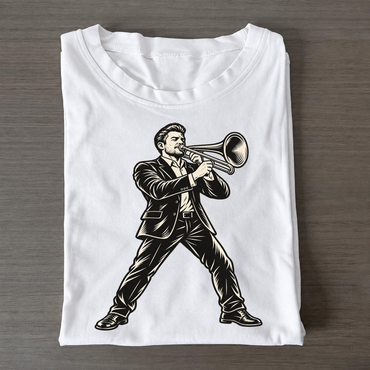 Trombonist Close Position Accent Global Music Ink Figures Classic T-shirt – White