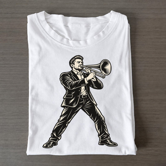 Trombonist Close Position Accent Global Music Ink Figures Classic T-shirt – White