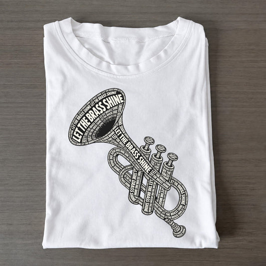 Jazz Bell Notes Phrase Silhouette Classic T-shirt – White