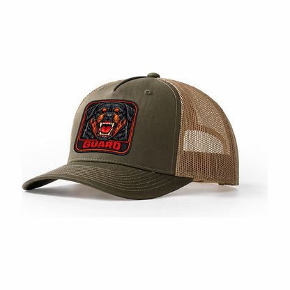Rottweiler Guard Badge Trucker Hat – Olive Khaki