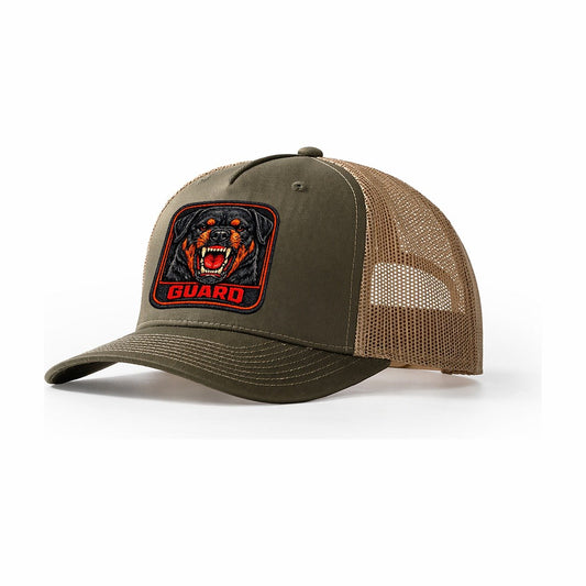 Rottweiler Guard Badge Trucker Hat – Olive Khaki