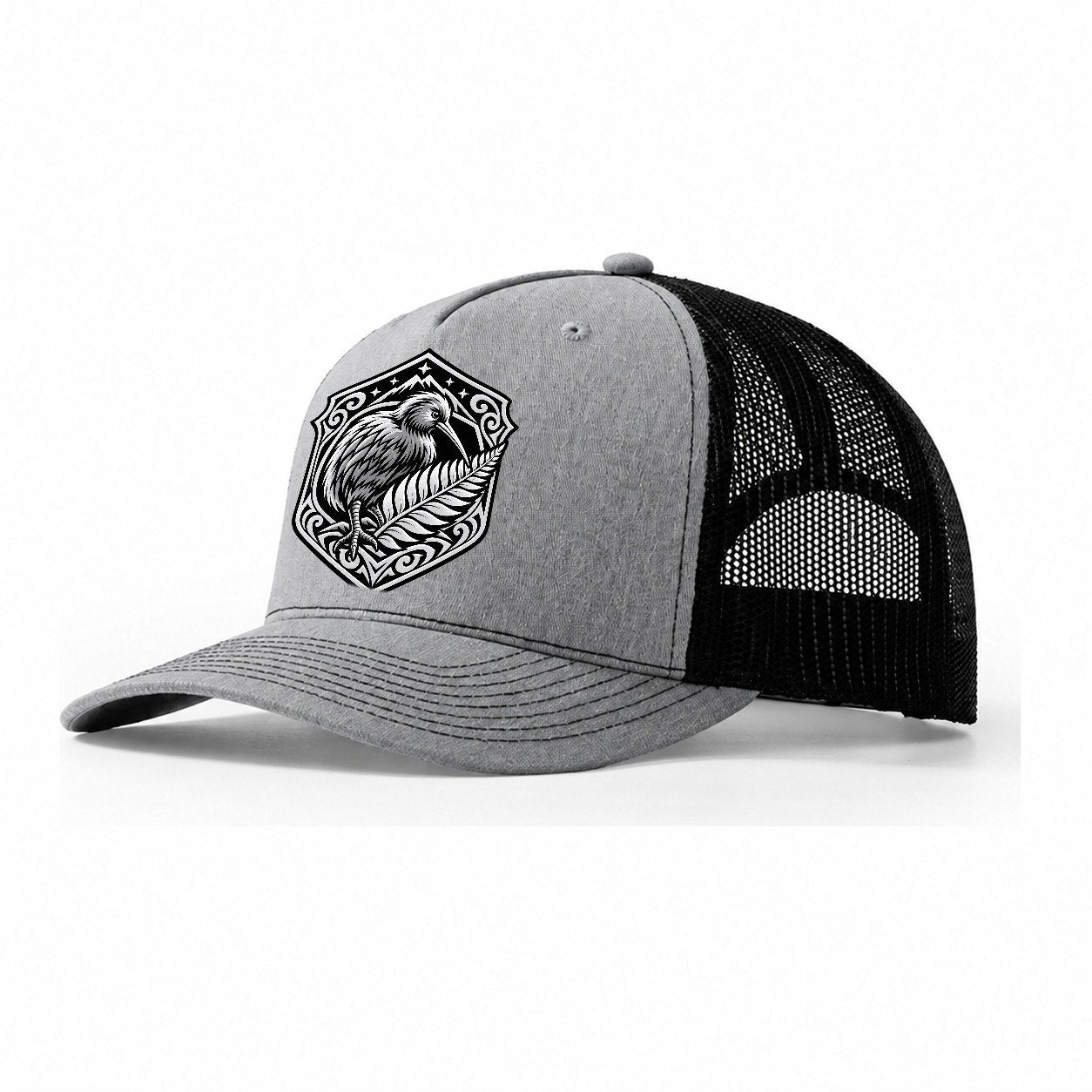 New Zealand Minimal Emblem Country Logos Trucker Hat – Sport Grey Black