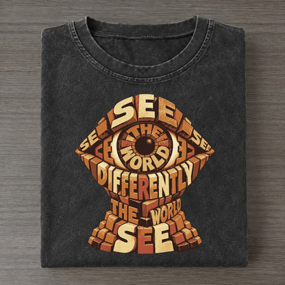 Iris Light Ring Letter Sculpture Vintage T-shirt – Black
