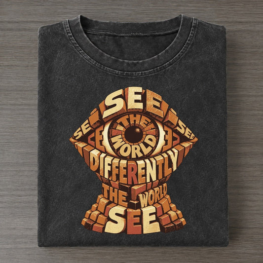 Iris Light Ring Letter Sculpture Vintage T-shirt – Black