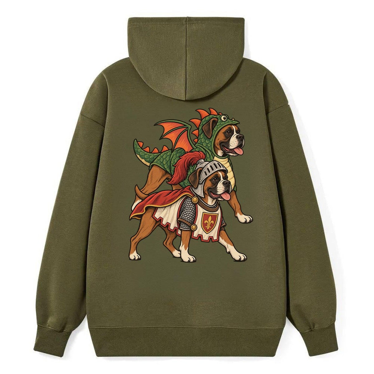 2 Boxers In Halloween Costumes Hdp 32 Parade Lineup Halloween Dog Parade Classic Pullover Hoodie – Armygreen