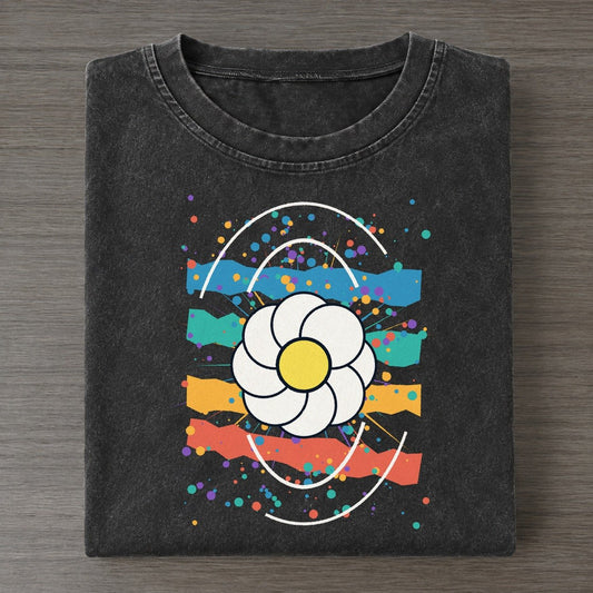 Confetti Flower Colorburst Uplift Vintage T-shirt – Black