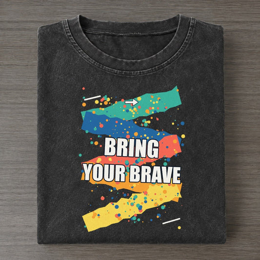 Bring Your Brave Colorburst Uplift Vintage T-shirt – Black