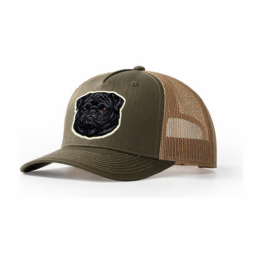 Black Pug Trucker Hat – Olive Khaki