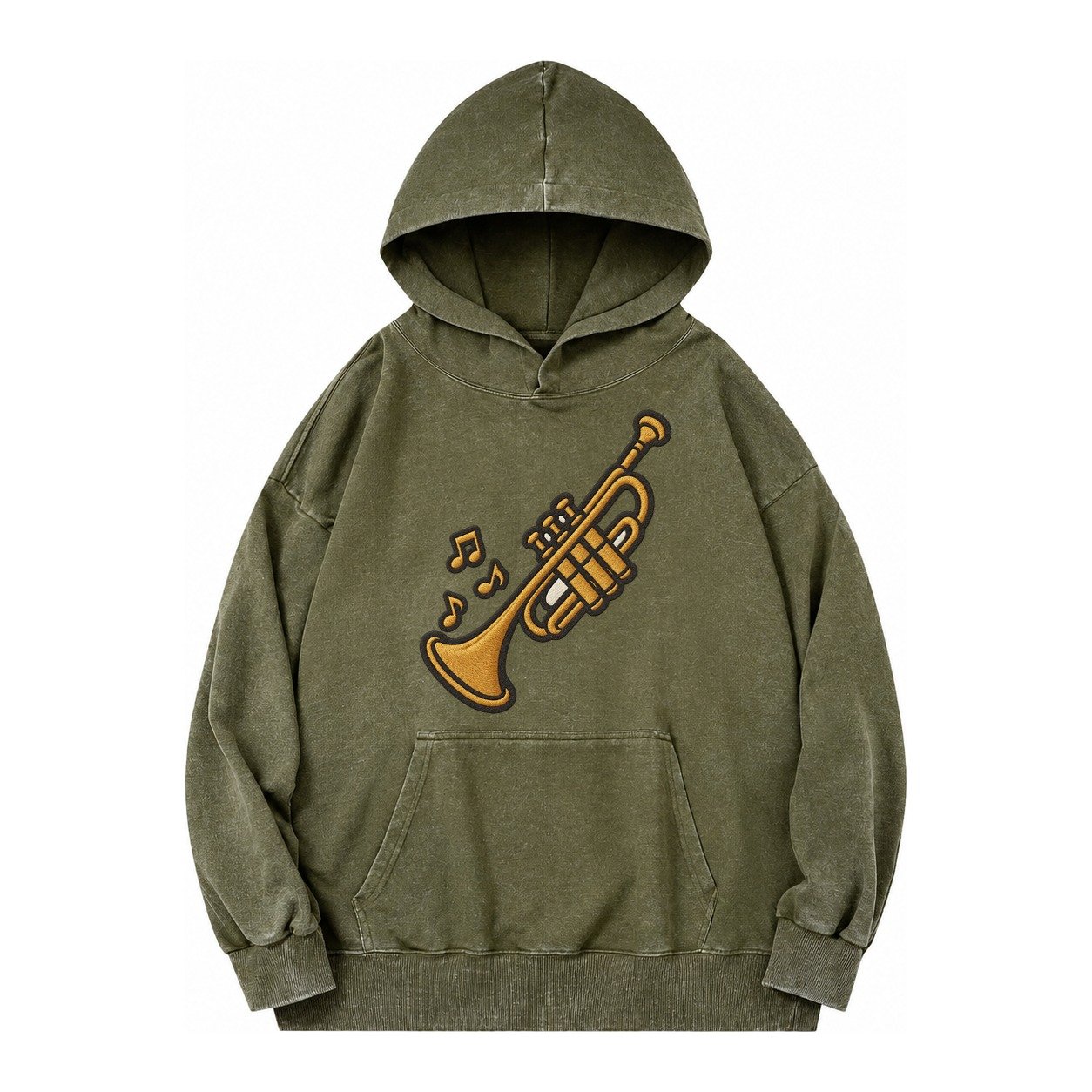 Trumpet Vintage Washed Hoodie – Army Green