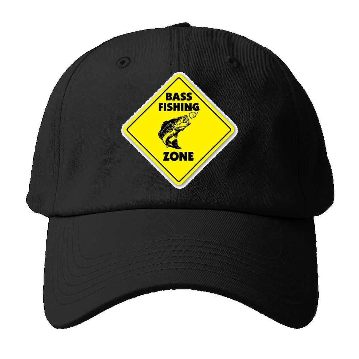 Bass Fishing Zone Baseball Cap – Black