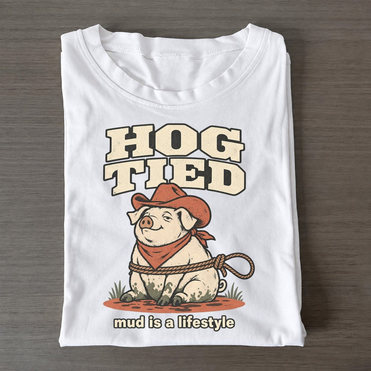 Hog Tied Cowboy Critters Classic T-shirt – White