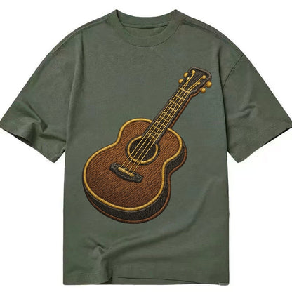 Vintage Guitar Classic Acoustic Guitar With Bronze Strings A Classic T-shirt – Army Green