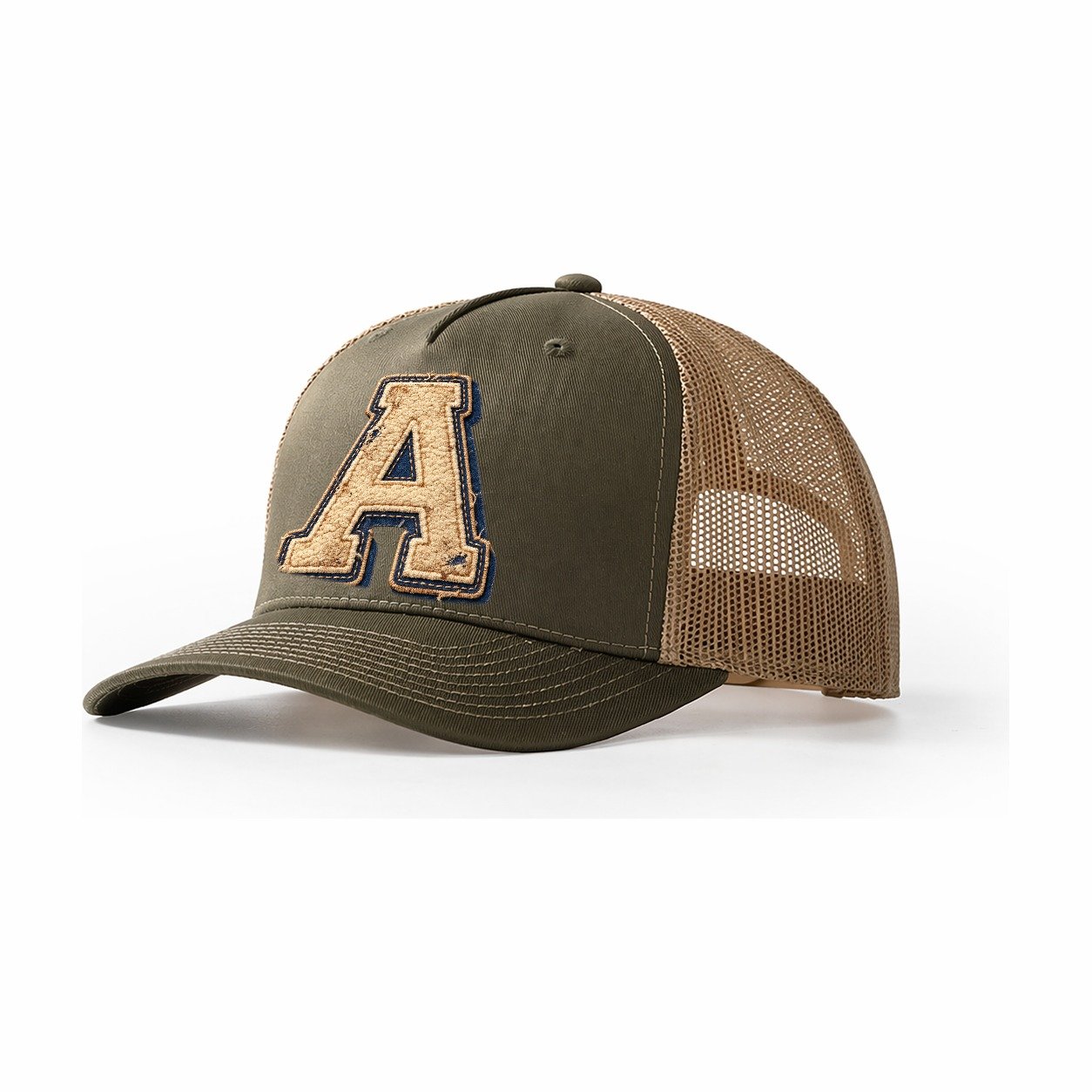 Varsity Chenille A Monogram Trucker Hat – Olive Khaki