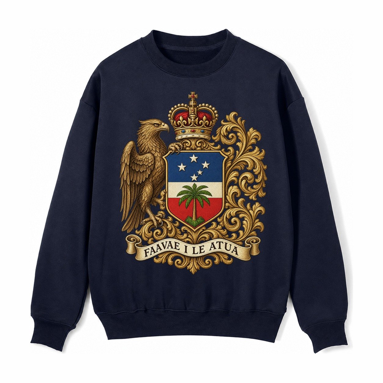 South Africa Springbok Emblem Springbok With Protea Green Go Fleece Sweatshirt – Navy Blue