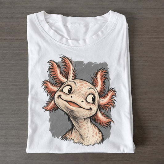 Axolotl Expressive Portrait Wild Grin Gallery Classic T-shirt – White