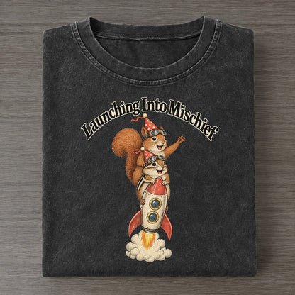 Launching Into Mischief Kerfuffle Club Vintage T-shirt – Black