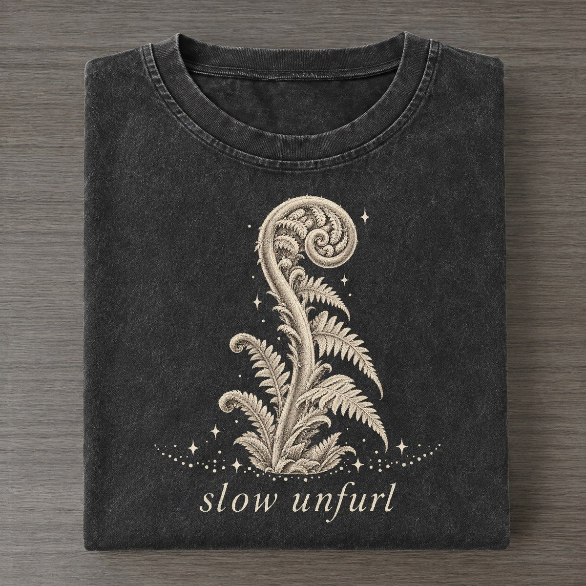 Fern Midnight Linework Vintage T-shirt – Black