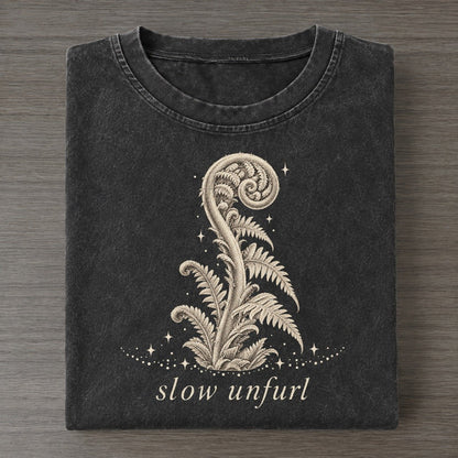 Fern Midnight Linework Vintage T-shirt – Black