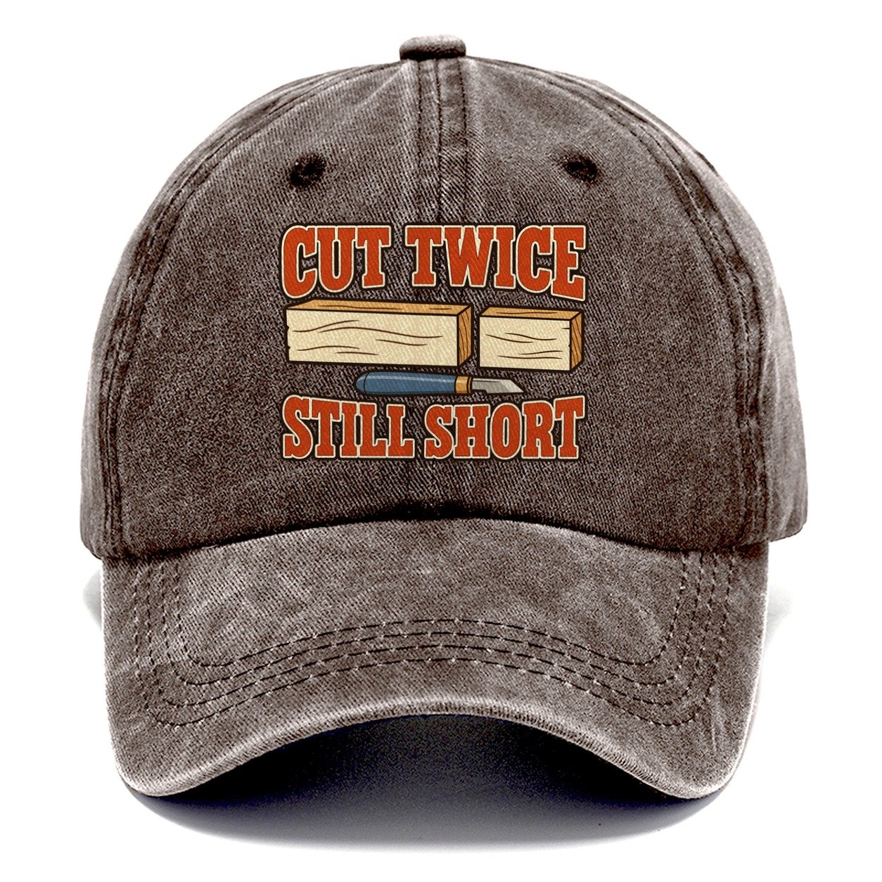 Cut Twice Still Short Woodworking Classic Cap – Brown
