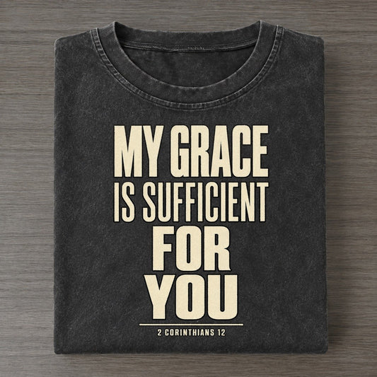 My Grace Is Sufficient Plain Gospel Vintage T-shirt – Black