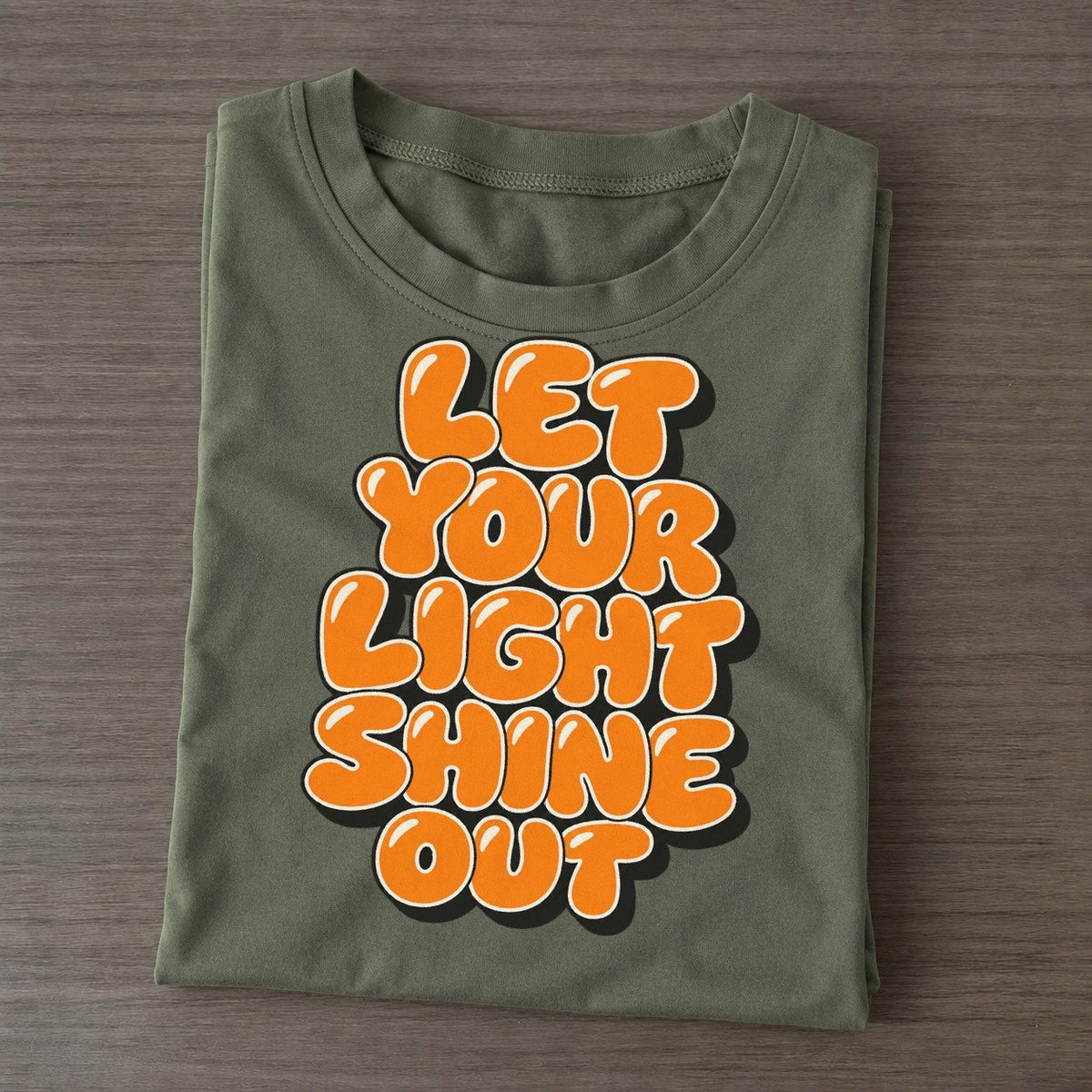Let Your Light Shine Out Sunday Puff Classic T-shirt – Army Green
