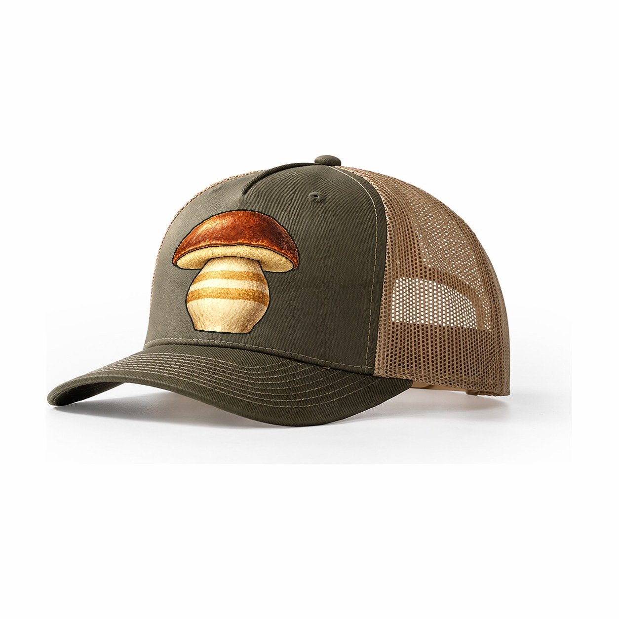 Bolete Hero Study Foraging And Mycology Trucker Hat – Olive Khaki