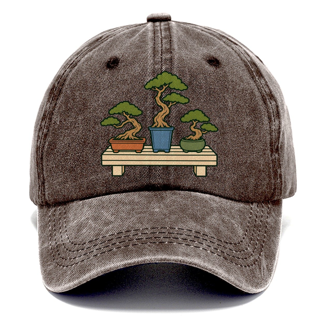 Bench Of Three Pots Bonsai Classic Cap – Brown