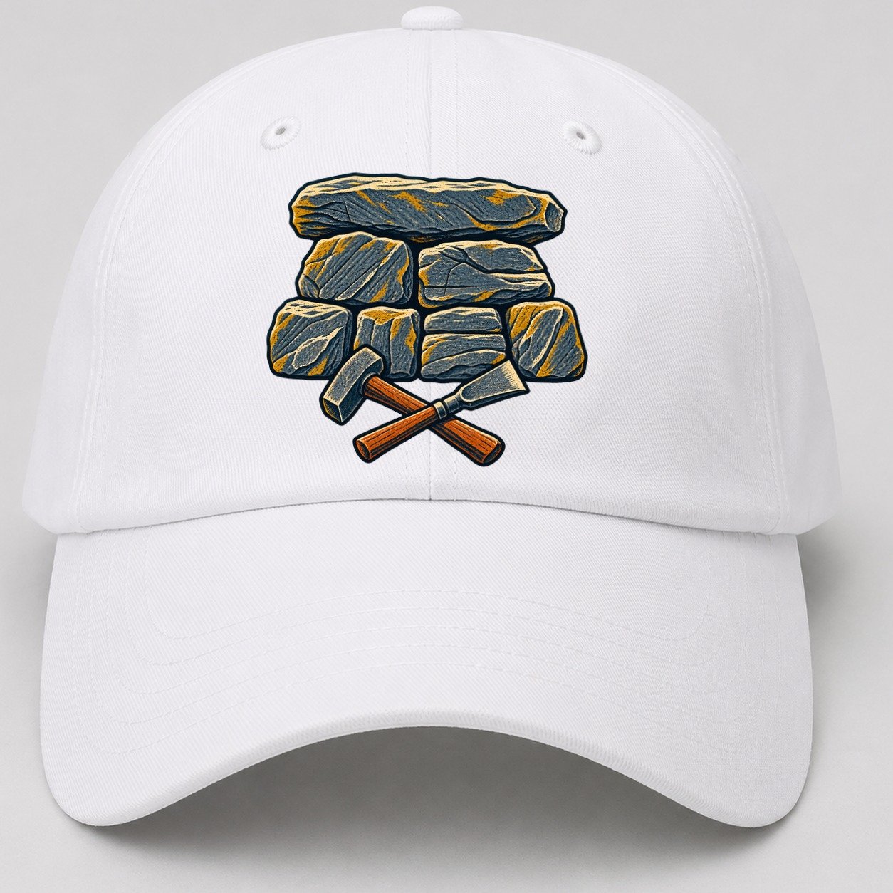 Seven Stone Wall Mason Hammer And Chisel Uk Culture Heritage Baseball Cap – White
