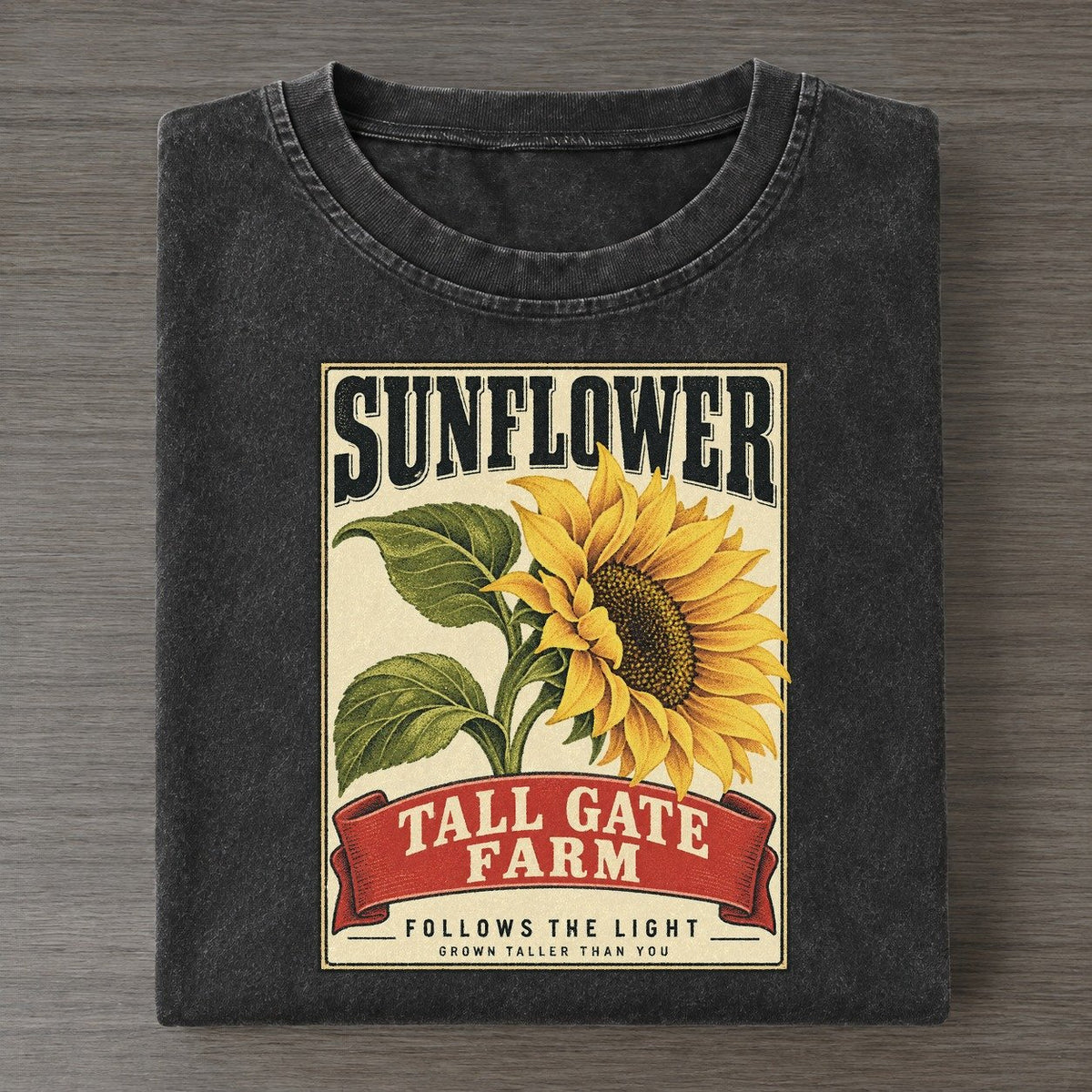 Sunflower Orchard Crate Vintage T-shirt – Black