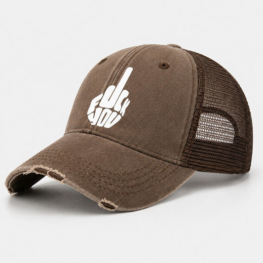 Fuck You! Cap Design Washed Trucker Hat – Coffee