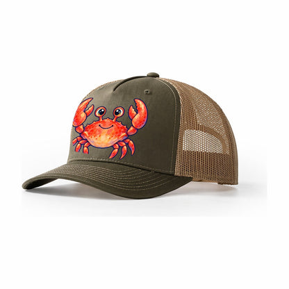 Crab Front Claw Hello Sea Sprite Trucker Hat – Olive Khaki