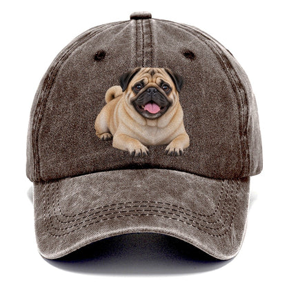 Pug Lying Down Top Breeds Classic Cap – Brown