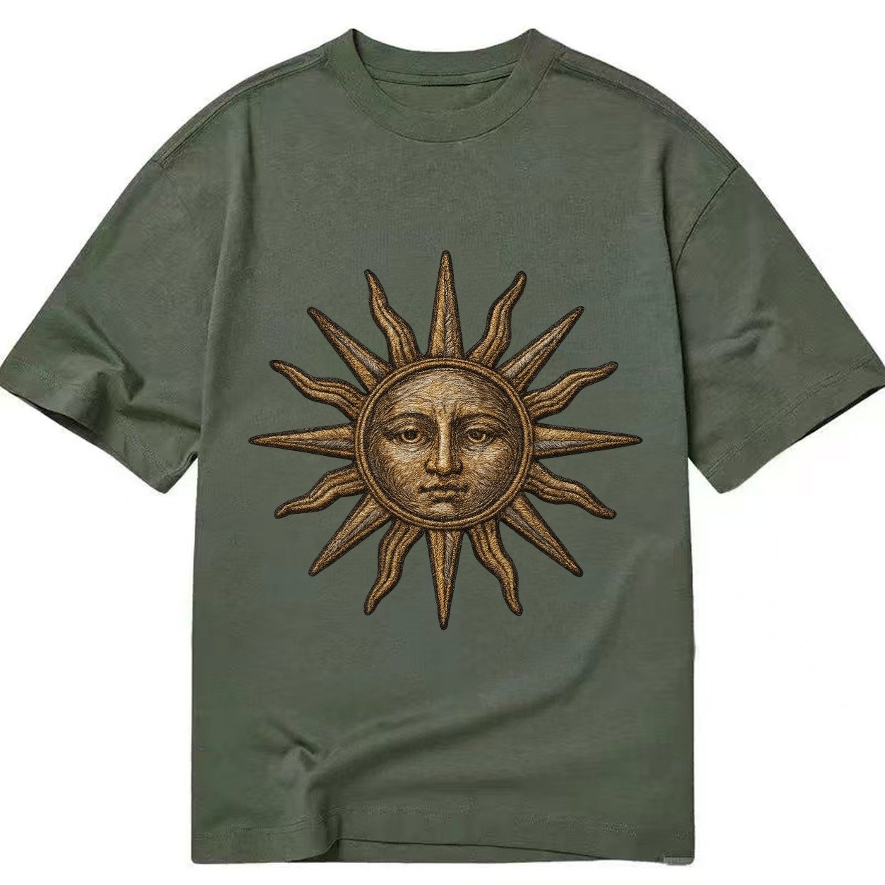 Sun Rays Vintage Sun With Radiating Beams Classic T-shirt – Army Green