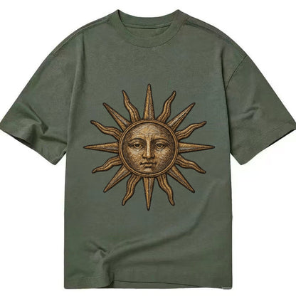 Sun Rays Vintage Sun With Radiating Beams Classic T-shirt – Army Green