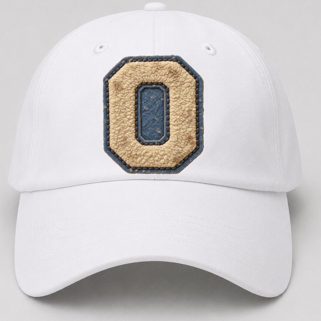 Varsity Chenille O Monogram Baseball Cap – White