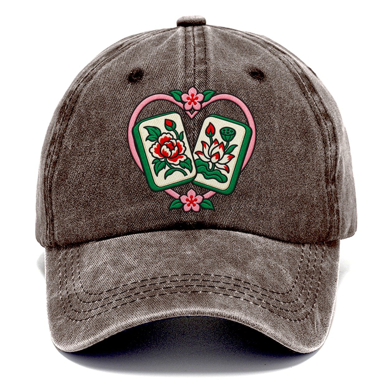 Lucky Pair Mahjong Game Night Classic Cap – Brown