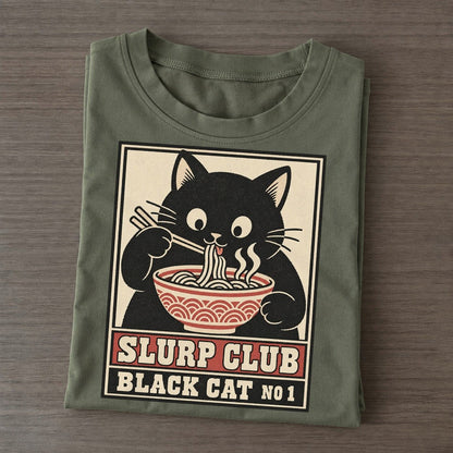 Black Cat Shoyu Slurp Club Classic T-shirt – Army Green