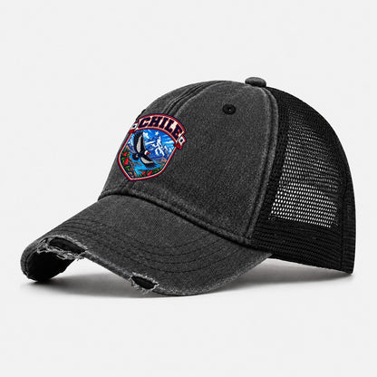 Chile Retro Badge Country Logos Washed Trucker Hat – Black