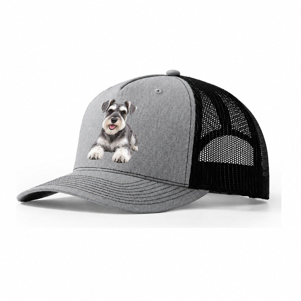 Miniature Schnauzer Lying Down Top Breeds Trucker Hat – Sport Grey Black