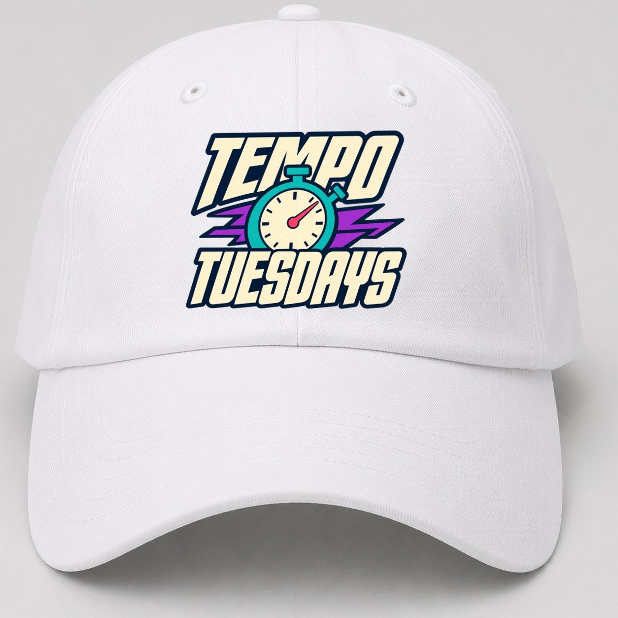 Tempo Tuesdays 90S Running Clubs Baseball Cap – White