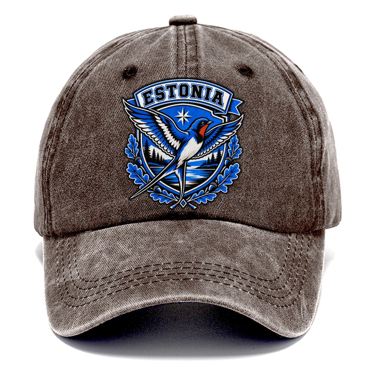 Estonia Retro Badge Country Logos Classic Cap – Brown