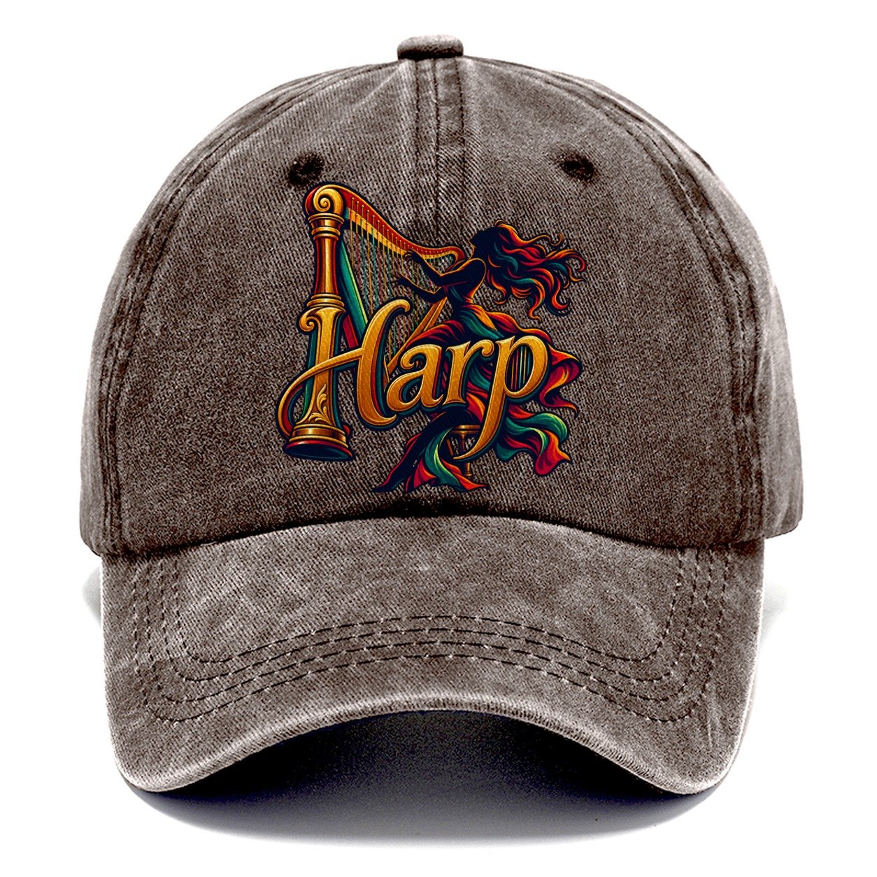 Harp Wordmark Music Instruments Classic Cap – Brown
