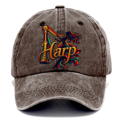Harp Wordmark Music Instruments Classic Cap – Brown