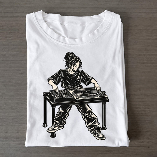 Dj Cueing A Record Global Music Ink Figures Classic T-shirt – White