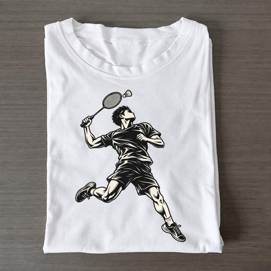 Badminton Overhead Smash Global Sports Ink Figures Classic T-shirt – White