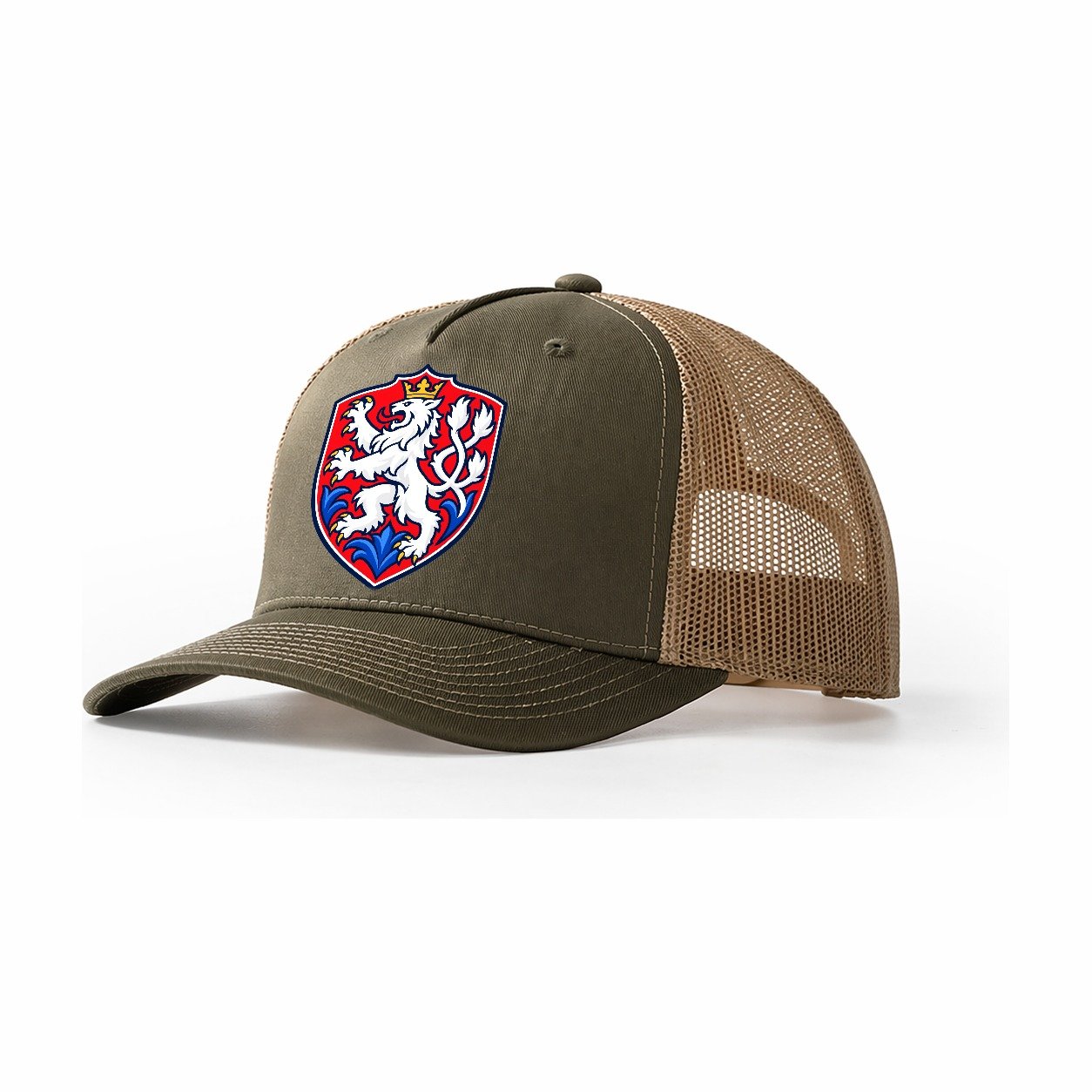 Czech Republic Minimal Emblem Country Logos Trucker Hat – Olive Khaki