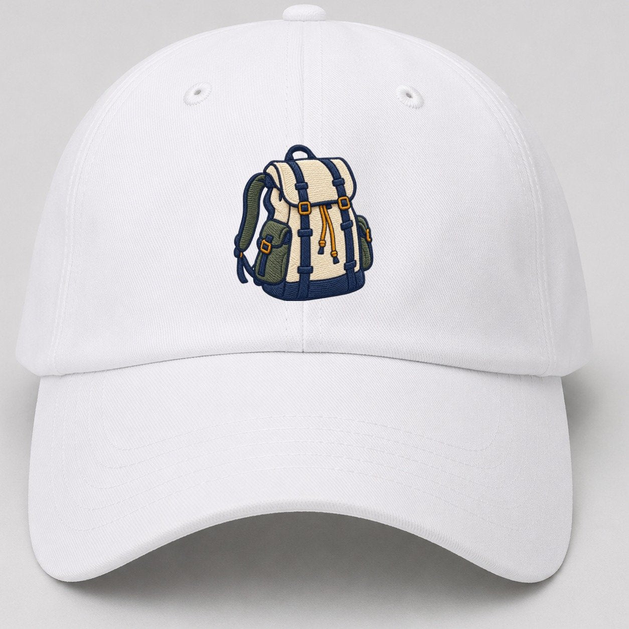 Hiking Backpack Tiny Solo Marks Baseball Cap – White