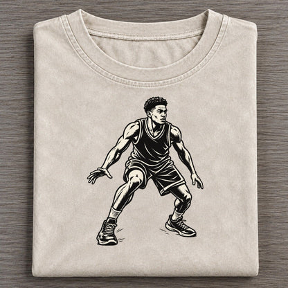 Basketball Defensive Slide Global Sports Ink Figures Vintage T-shirt – Off White